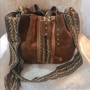 Dydaktik Rust Brown Suede Bohemian Bucket Shoulder or Crossbody Bag
